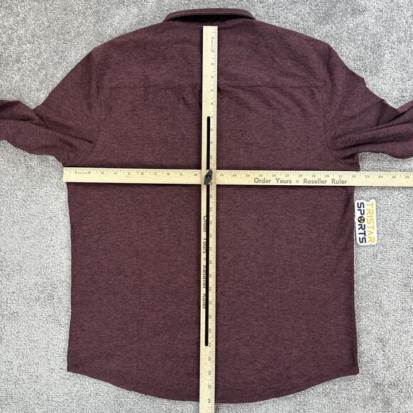 Rhone WFH Shirt Mens Medium Maroon Burgundy Long Sleeve Stretch Button Up Pocket - Picture 10 of 12
